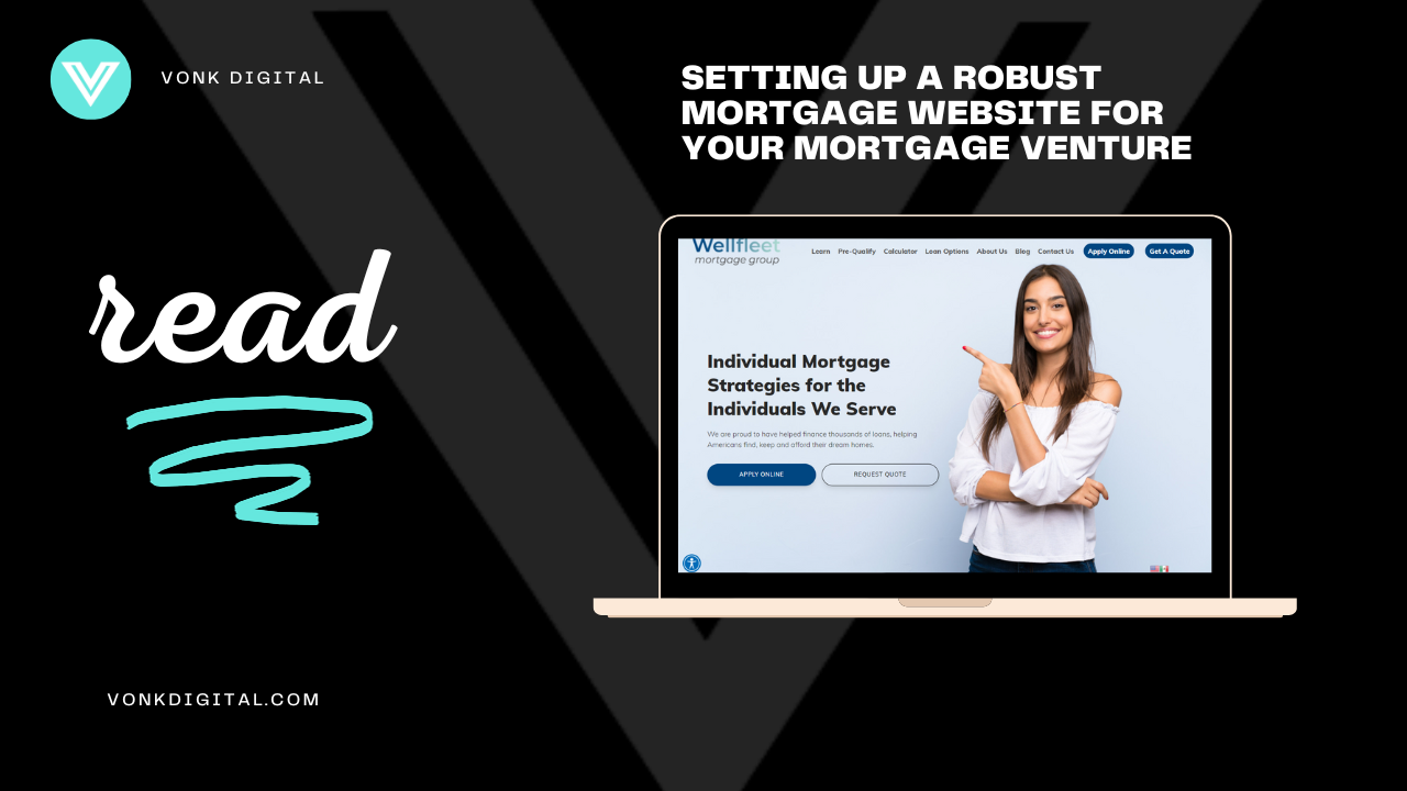 Blog thumbnail showing a demo mortgage website from vonk digital and the blog title