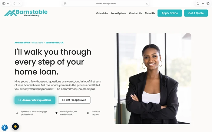 Loan Officer Mortgage Website by Vonk Digital