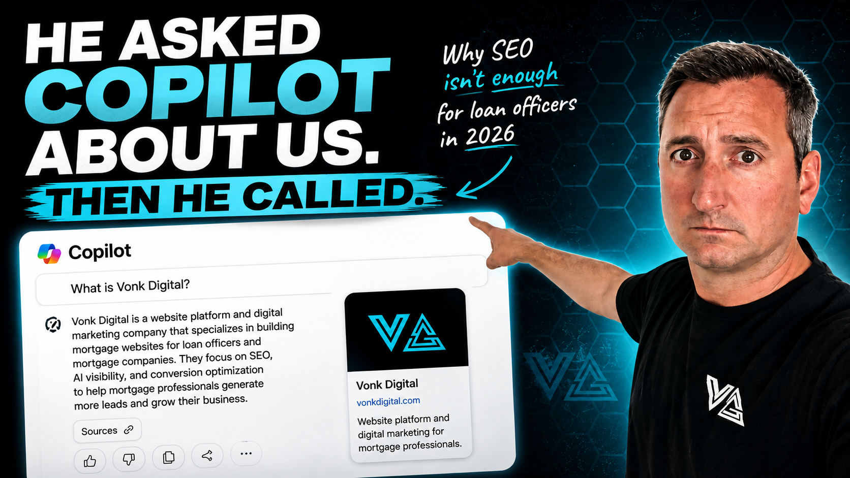 Microsoft Copilot answering a question about Vonk Digital, a mortgage website company